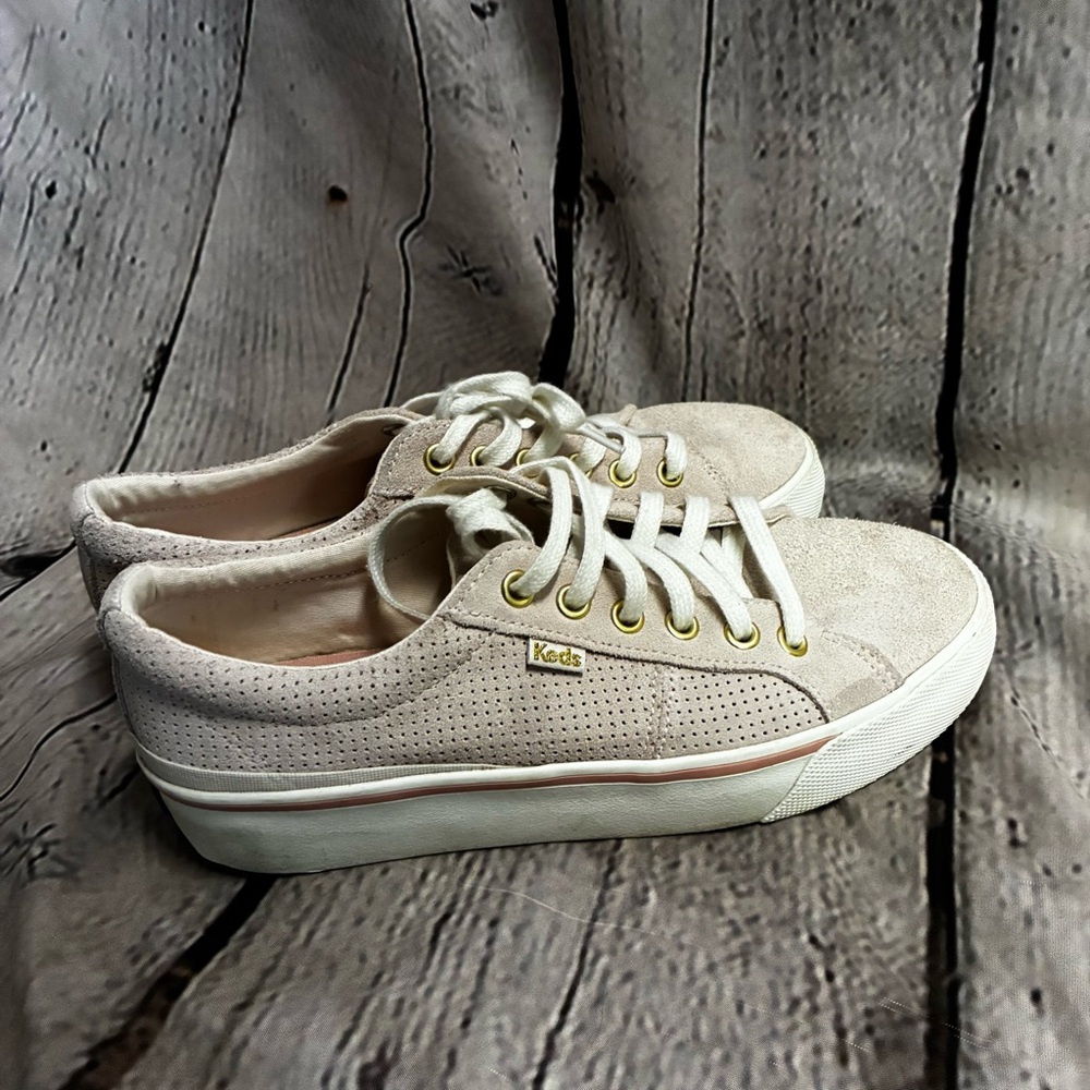 Keds Shoes Jump Kick Duo Lace Up Low Sneakers WH67205‎ Light Pink Suede Wmns 7.5
